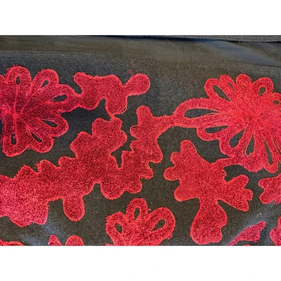 Chicos Design Black Red Floral Embroidered‎ Wool Blend Jacket Size 1 - Picture 5 of 8